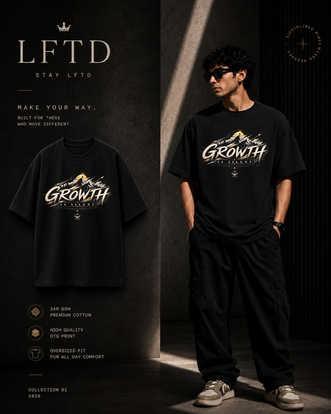 Growth is Silent-Mountain Graphic Tee