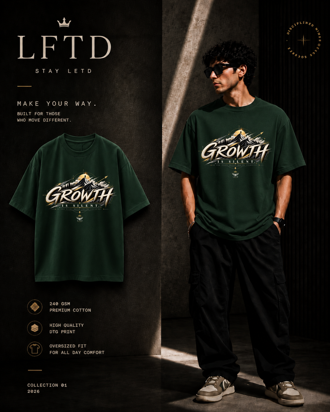 Growth is Silent-Mountain Graphic Tee