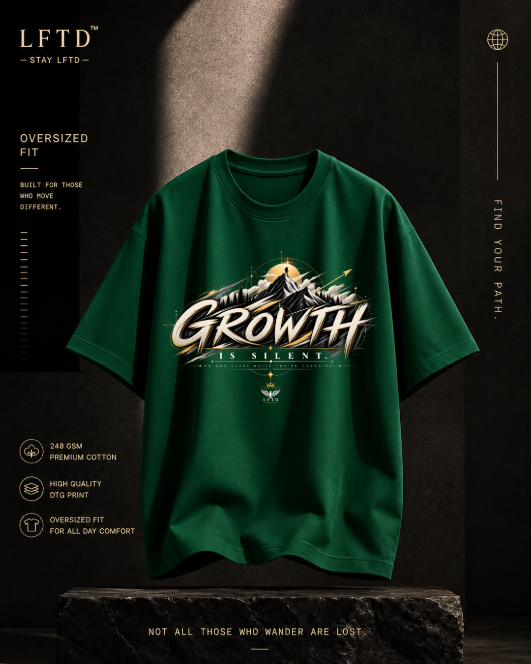 Growth is Silent-Mountain Graphic Tee