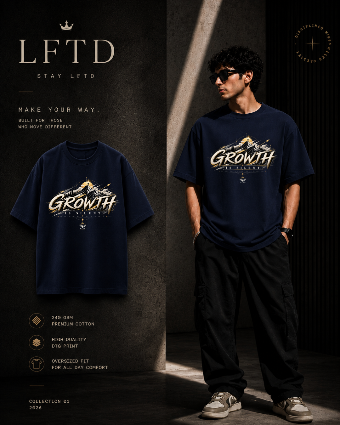 Growth is Silent-Mountain Graphic Tee