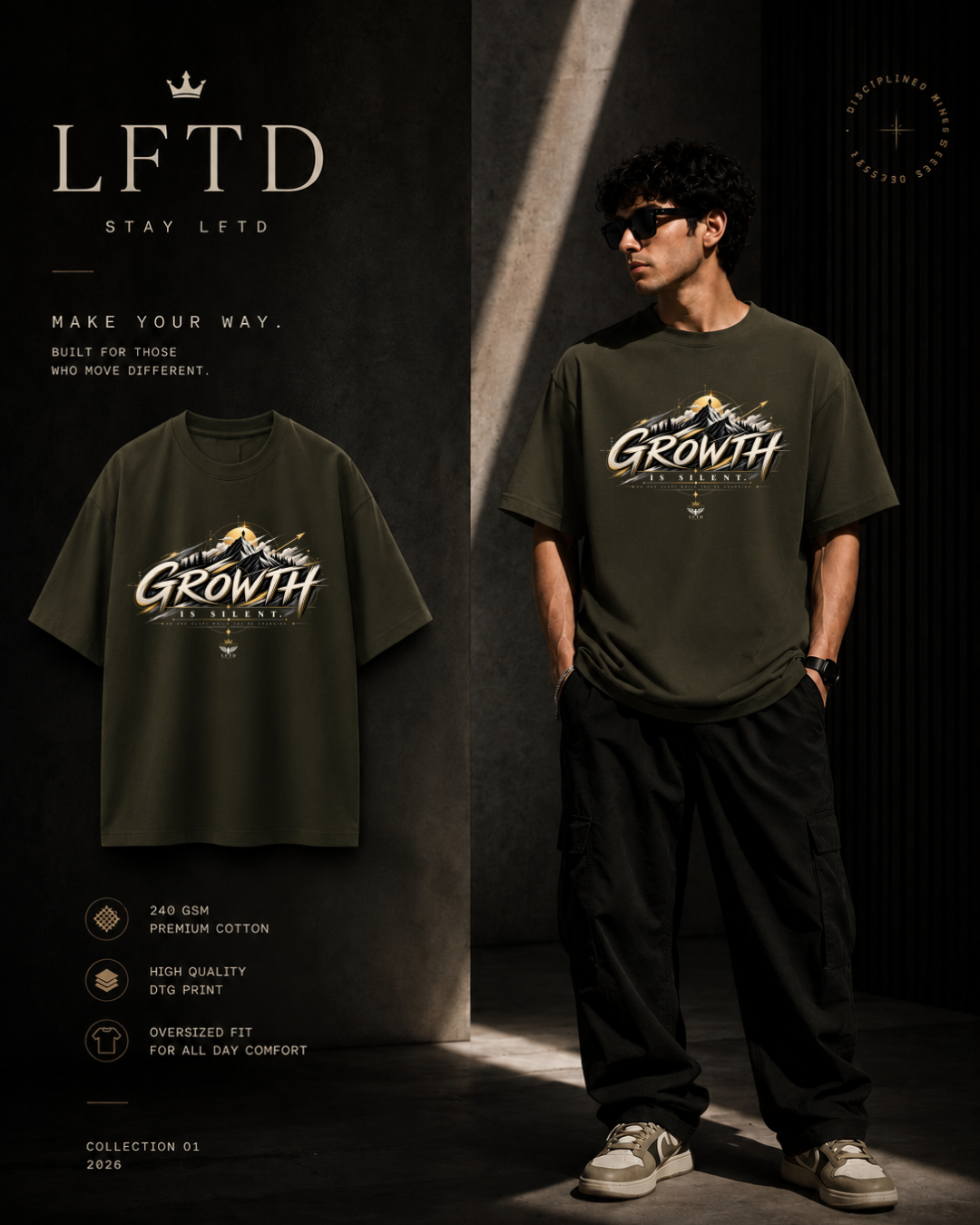 Growth is Silent-Mountain Graphic Tee