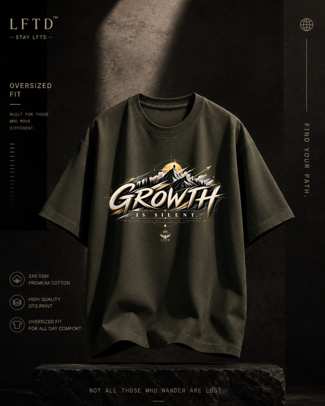 Growth is Silent-Mountain Graphic Tee
